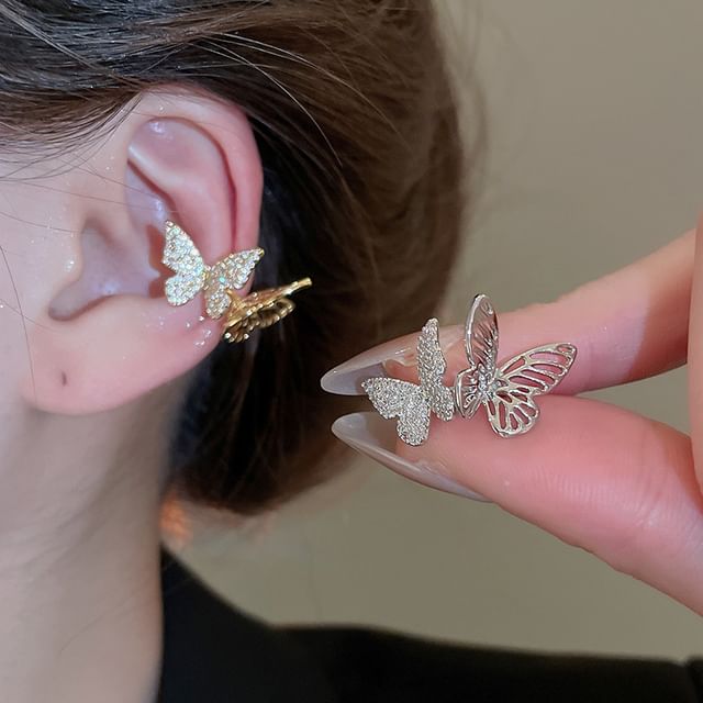 Cuff Rhinestone Ear Butterfly