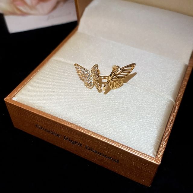 Cuff Rhinestone Ear Butterfly