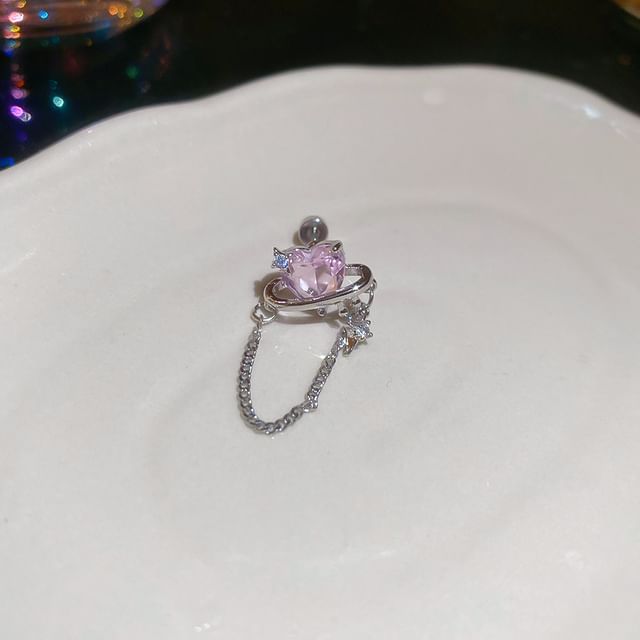 Chain Earring Stud Heart