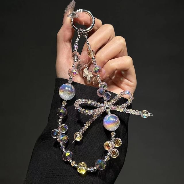 Phone Crystal Wrist Faux Beaded Bow Strap