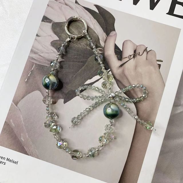 Phone Crystal Wrist Faux Beaded Bow Strap