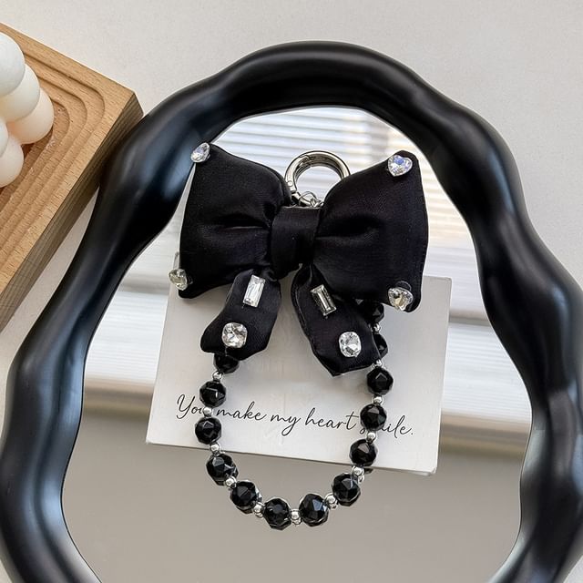 Charm with Pearl Faux Lanyard Pad Phone Bow Rhinestone