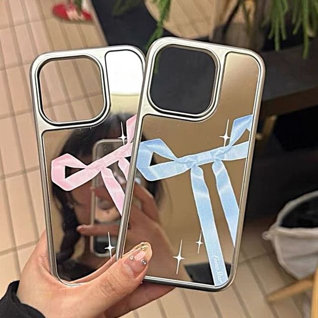 Case Ribbon Print Mirror Phone