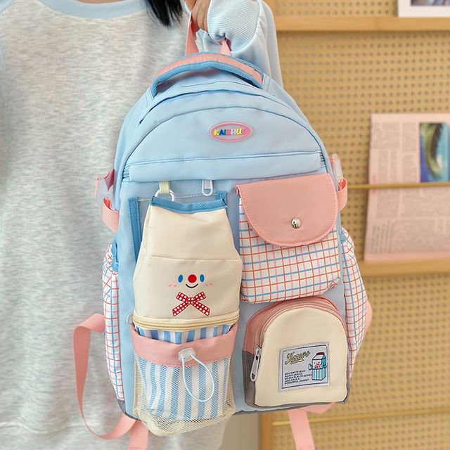 Plaid Panel Backpack Zip