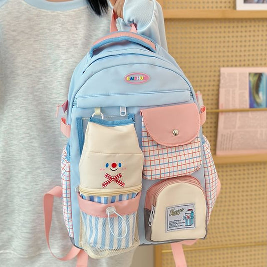 Plaid Panel Backpack Zip