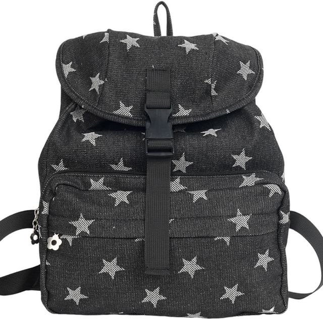 Star Print Flap Backpack