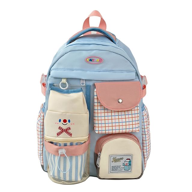 Plaid Panel Backpack Zip