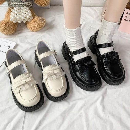 Platform Mary Jane Shoes Bow
