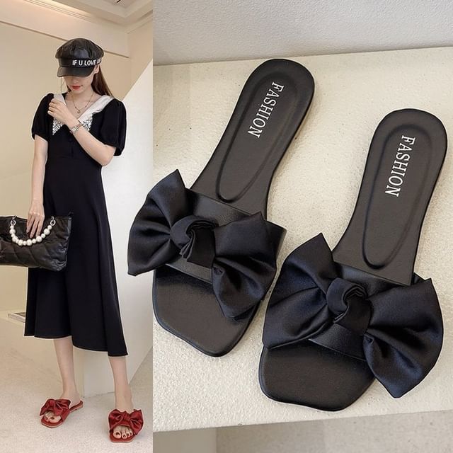 Bow Sandals Satin Slide