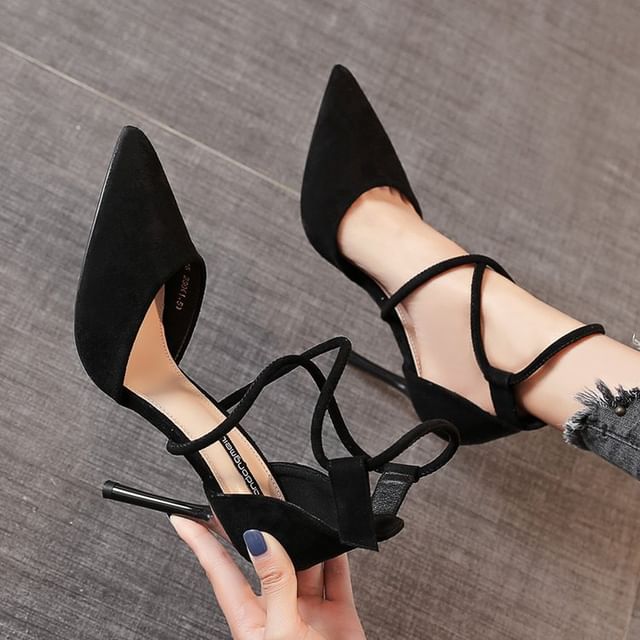 Toe Strapped Stiletto Pumps Pointed