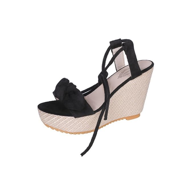 Tie-Up Bow Wedge Platform Sandals