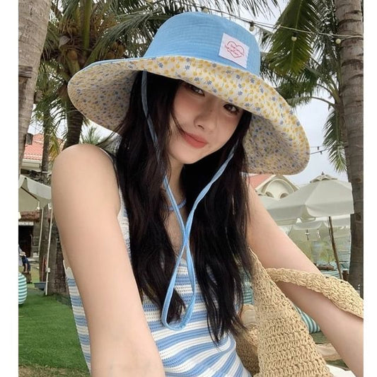 Sun Heart Hat Print Floral Applique