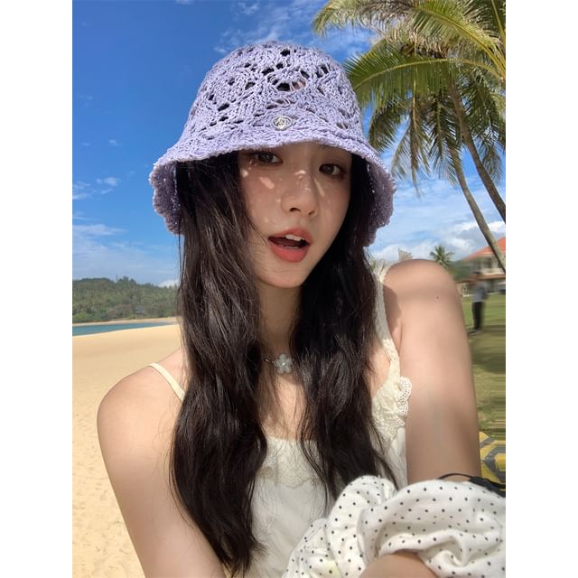 Hat Straw Bucket Crochet