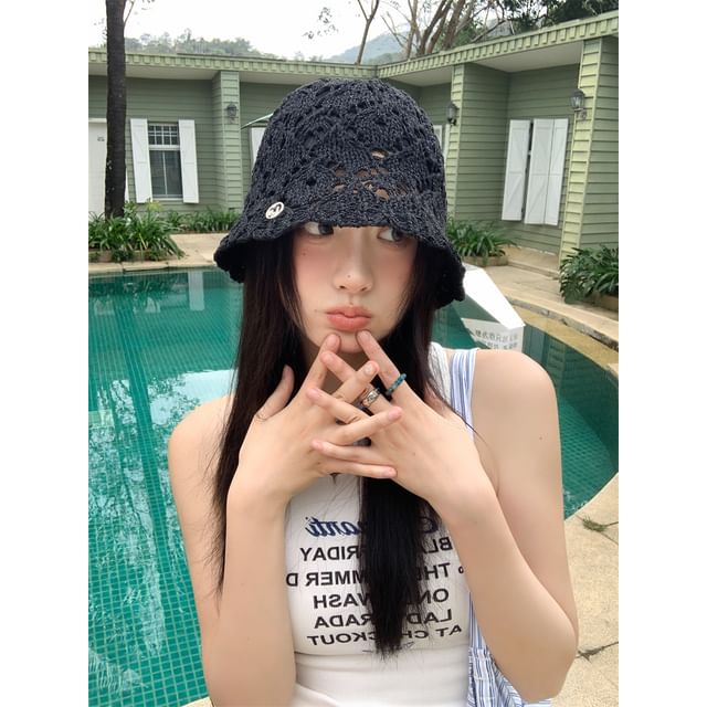 Hat Straw Bucket Crochet