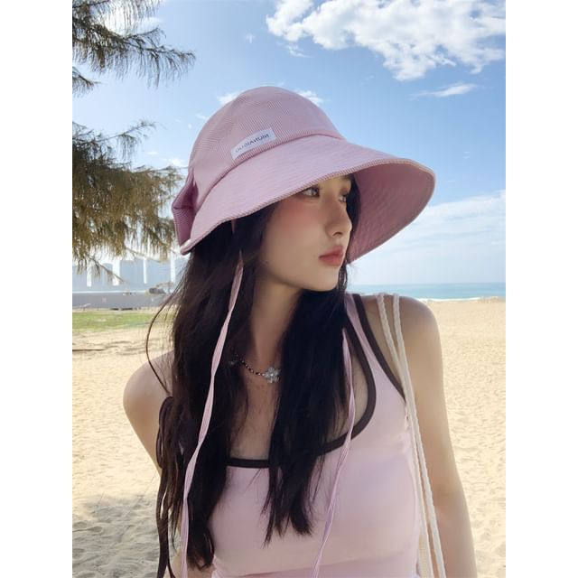 Applique Lettering Sun Hat Striped