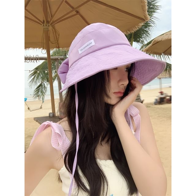 Applique Lettering Sun Hat Striped