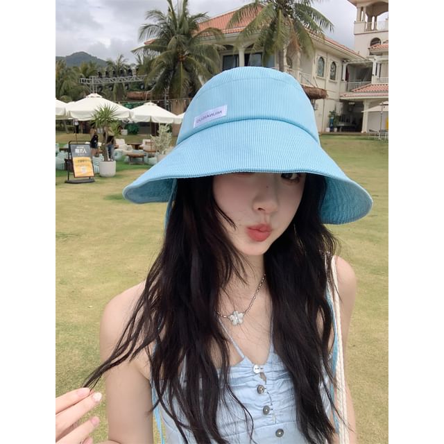 Applique Lettering Sun Hat Striped