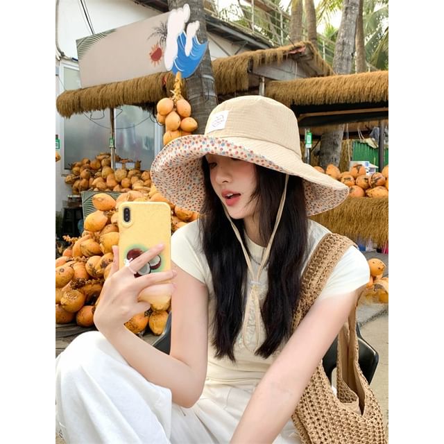 Sun Heart Hat Print Floral Applique