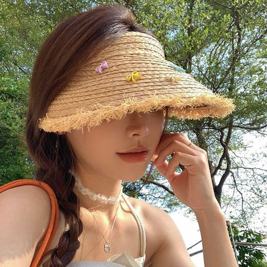 Sun Bow Fringed Straw Hat