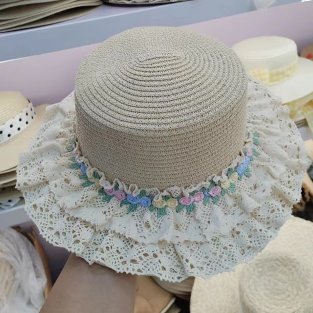 Lace Straw Floral Hat Trim