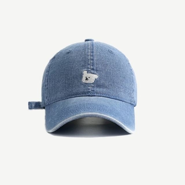 Embroidered Denim Baseball Cap Dog