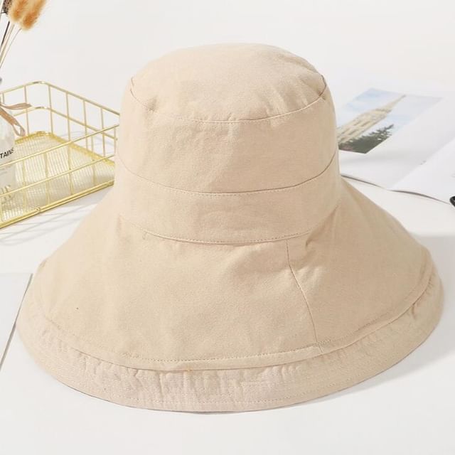 Plain Side Plaid Double Sun Hat