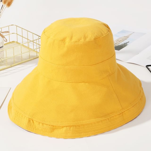 Plain Side Plaid Double Sun Hat