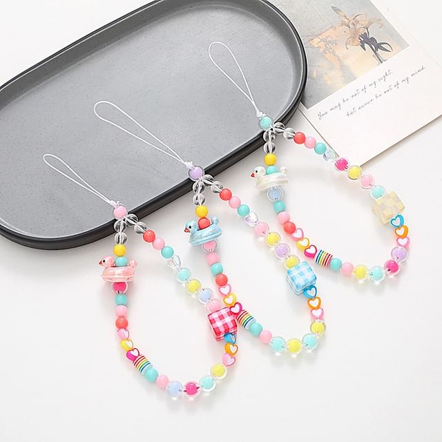 Cube Designs) Phone Duck Strap Plastic (Various Bead