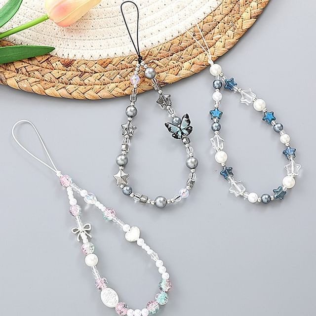 Bow Bead / Butterfly Star Phone Strap