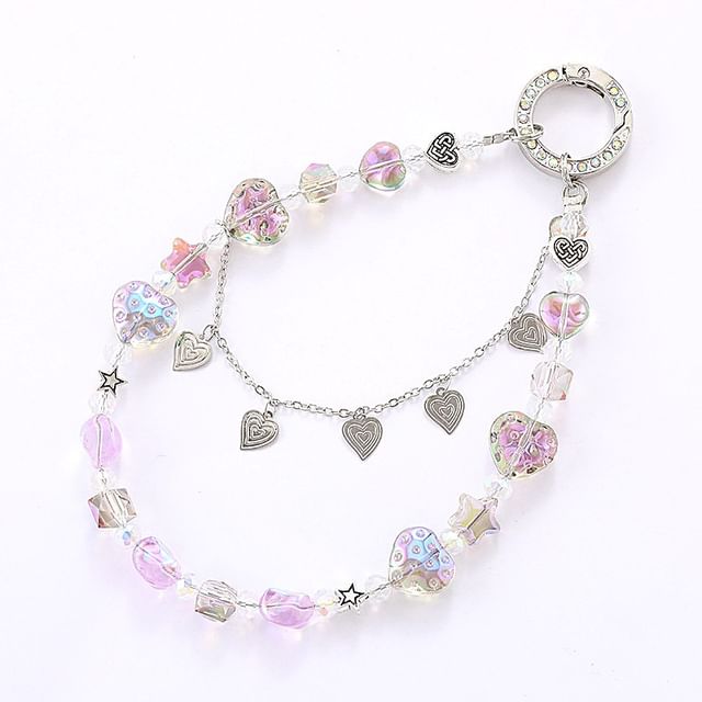 Crystal Phone Faux Heart Strap