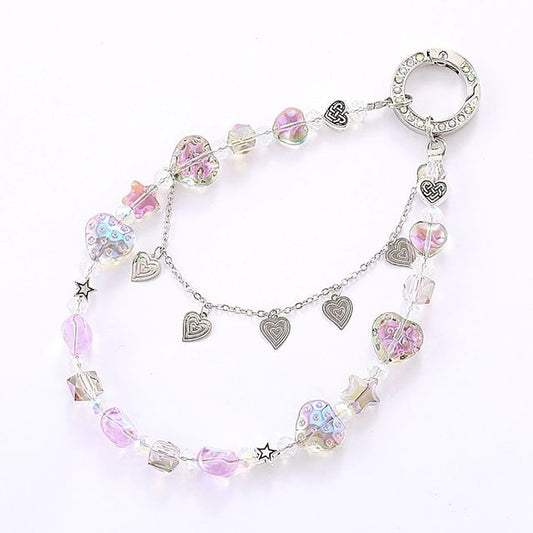 Crystal Phone Faux Heart Strap