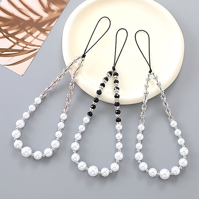 Pearl Rhinestone Faux Strap Phone