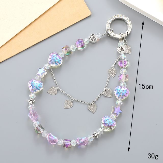 Crystal Phone Faux Heart Strap