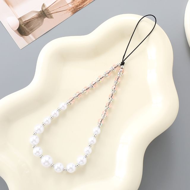 Pearl Rhinestone Faux Strap Phone