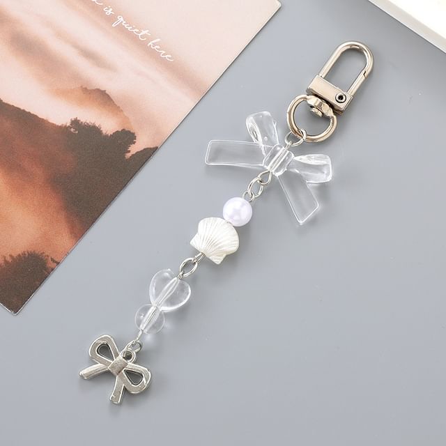 Pearl Phone Charm Bow Faux