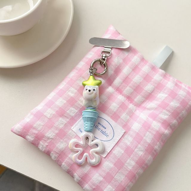 with Lanyard Phone Charm Cream Floral Designs) Pad Ice (Various