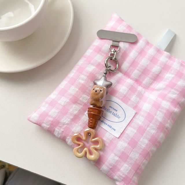 with Lanyard Phone Charm Cream Floral Designs) Pad Ice (Various