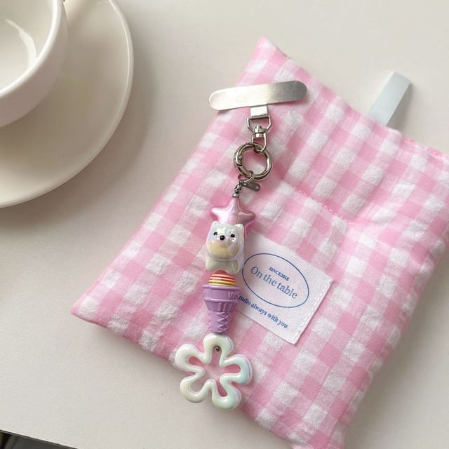 with Lanyard Phone Charm Cream Floral Designs) Pad Ice (Various