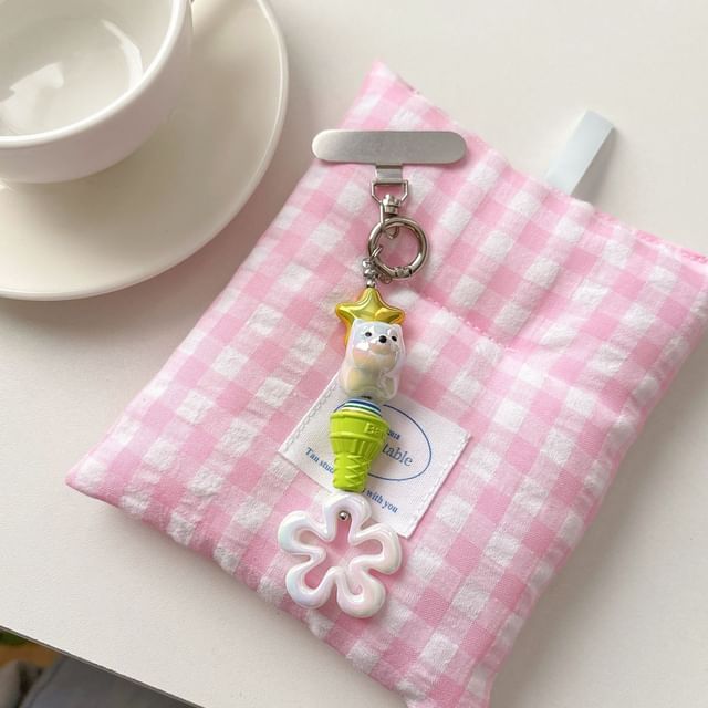 with Lanyard Phone Charm Cream Floral Designs) Pad Ice (Various