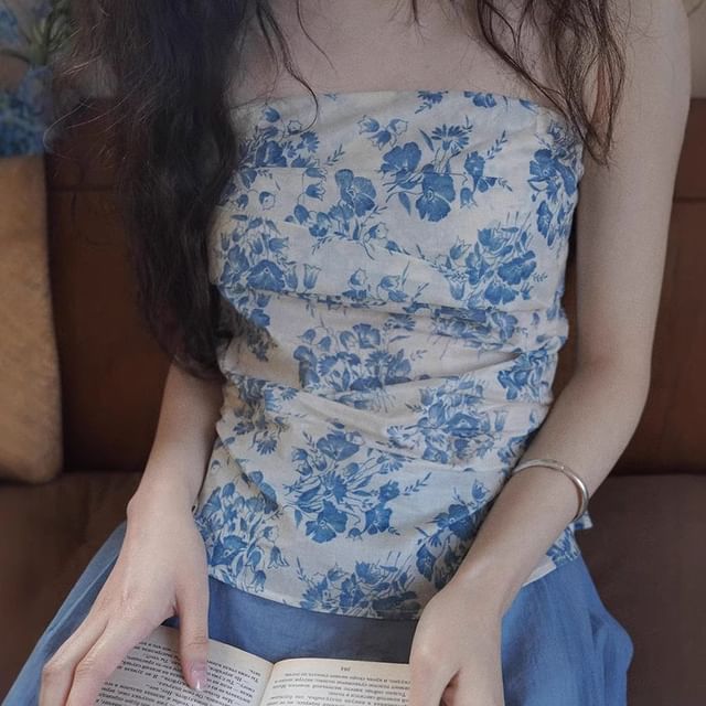 Floral Tube Print Top Sleeveless