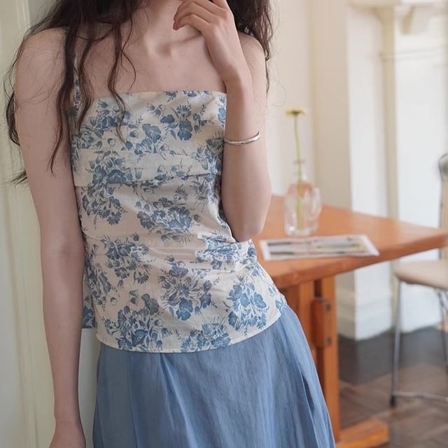 Floral Tube Print Top Sleeveless