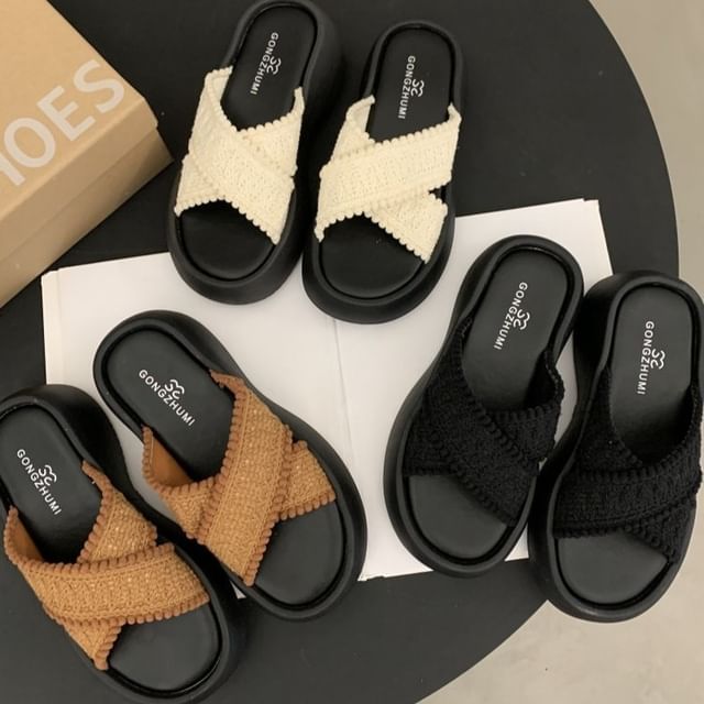 Sandals Cross Platform Slide Strap