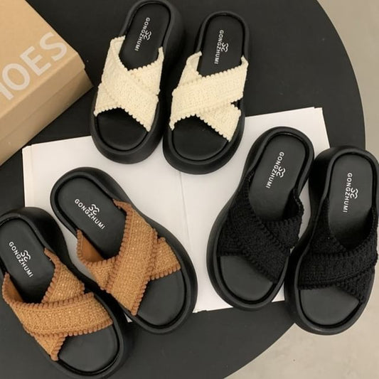 Sandals Cross Platform Slide Strap