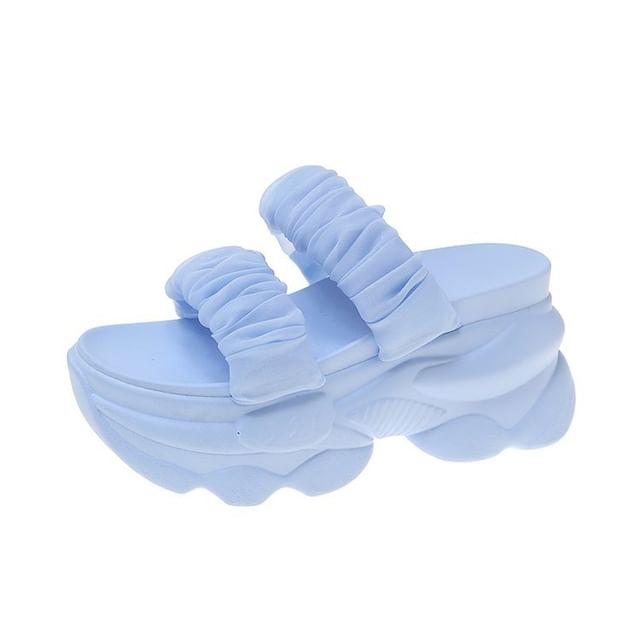 Slide Ruched Sandals Platform