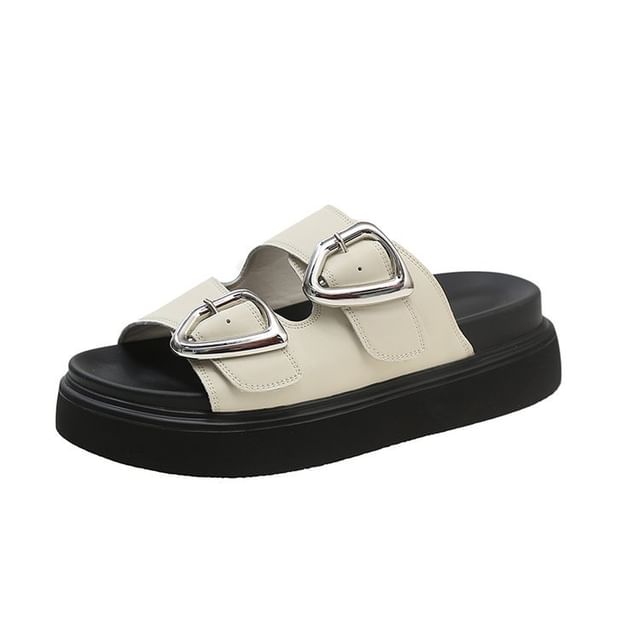Sandals Slide Buckled Platform