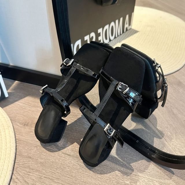 Chunky Sandals Strappy Slide Heel