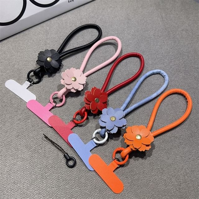 and Phone Leather with Strap Faux Pad Floral Lanyard