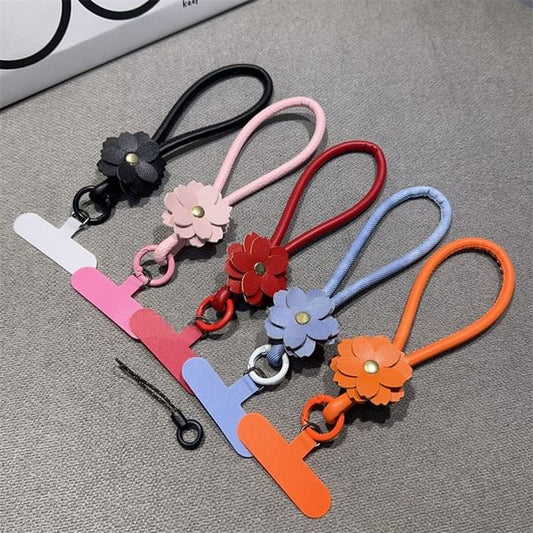 and Phone Leather with Strap Faux Pad Floral Lanyard