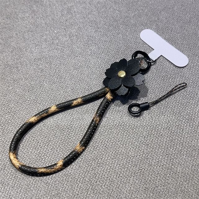 and Phone Leather with Strap Faux Pad Floral Lanyard