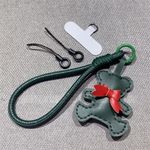 Bear Faux with Pad Strap Lanyard Phone and Leather